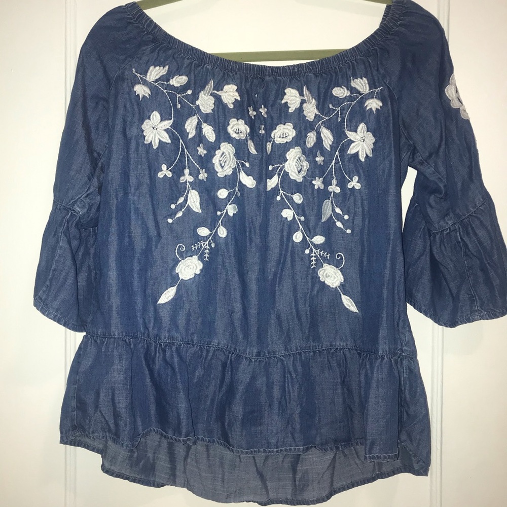 Francescas floral off-the shoulder long sleeve